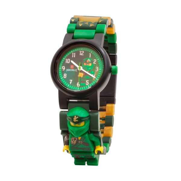 Zelené náramkové hodinky se skládacím řemínkem a minifigurkou LEGO® NINJAGO Lloyd
