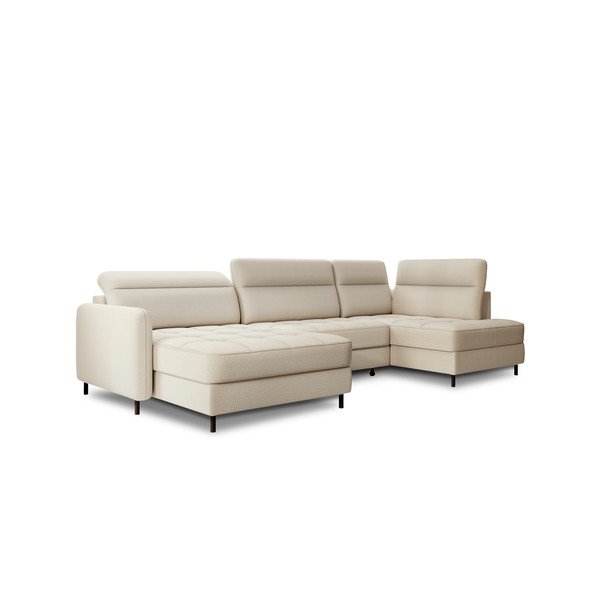 Béžová sametová rozkládací/s úložným prostorem rohová pohovka (pravý roh/do "U") Berrto – ELTAP-image-2