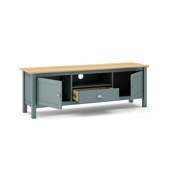 TV stolek šedozelený z borovicového dřeva 158x53x40 cm Misti – Marckeric-image-4