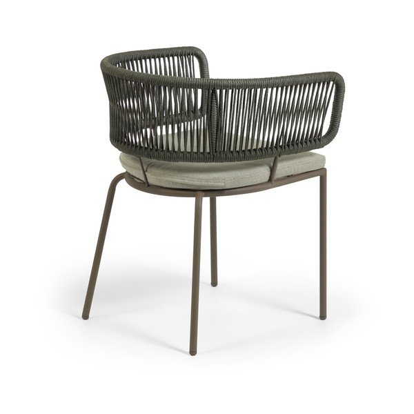 Zahradní židle s ocelovou konstrukcí a zeleným výpletem Kave Home Nadin-image-3