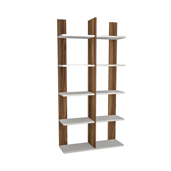 Bílá přírodní knihovna v dekoru borovice 75x150 cm Era – Gauge Concept