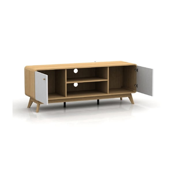 TV stolek v dekoru dubu v bílo-přírodní barvě 140x53 cm Caitlin – Støraa-image-2