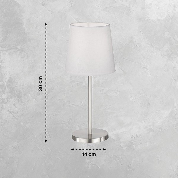 Stolní lampa v bílé a stříbrné barvě s textilním stínidlem (výška 30 cm) Eve – Fischer & Honsel-image-2