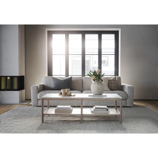 Hnědo-béžový konferenční stolek s deskou z kamene 140x60 cm Orwel - Rowico-image-1