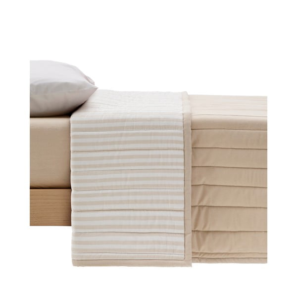 Béžový prošívaný přehoz z Bio bavlny 180x240 cm Sini – Kave Home