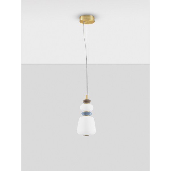 Bílé/ve zlaté barvě kovové LED stmívatelné závěsné svítidlo s porcelánovým stínidlem/se skleněným stínidlem ø 17 cm Palo – Nova Luce-image-3