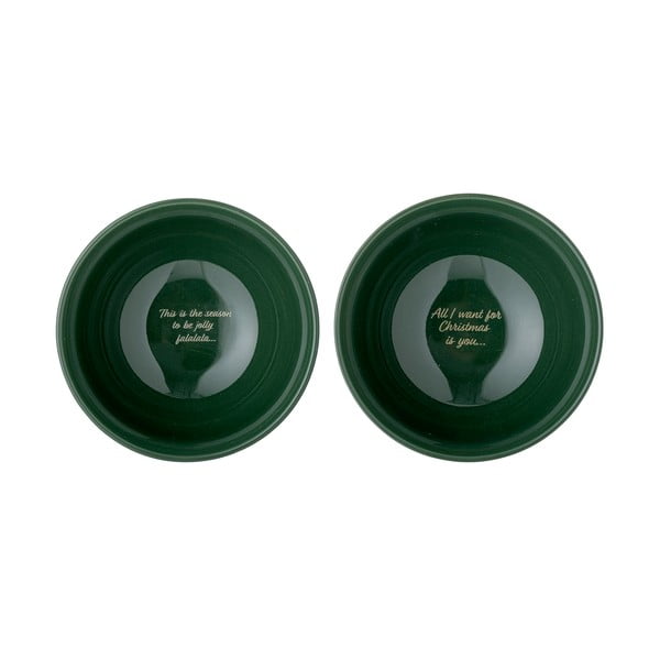 Bílé/zelené misky s vánočním motivem z kameniny v sadě 2 ks 500 ml Grazia – Bloomingville-image-2