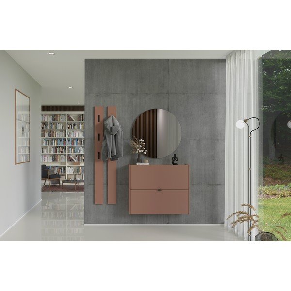 Hnědý výklopný/závěsný botník v dekoru dubu 100x83x18 cm Ameca – Germania-image-1