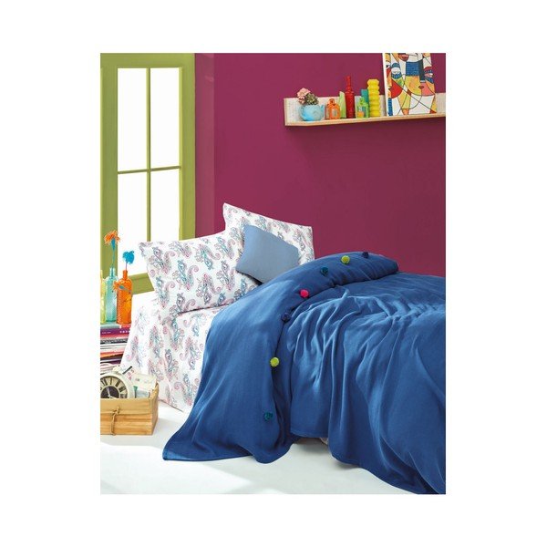 Set bavlněného lehkého přehozu na dvoulůžko s prostěradlem Kefe, 200 x 230 cm