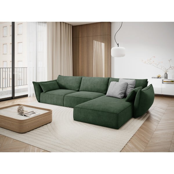 Tmavě zelená rohová pohovka (pravý roh) Vanda – Mazzini Sofas-image-1