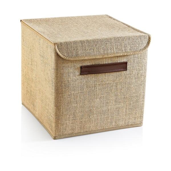 Světle hnědý úložný box s víkem z juty 30x30x30 cm – Mioli Decor