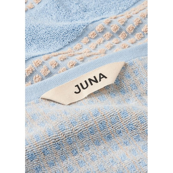 Světle modro-béžový ručník z bio bavlny 50x100 cm Check – JUNA-image-1