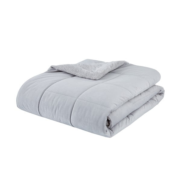 Světle šedý prošívaný přehoz z mikroplyše na dvoulůžko 200x220 cm Cosy Cord – Catherine Lansfield