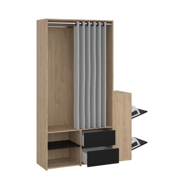 Předsíňová sestava v dekoru dubu v černo-přírodní barvě Kit – Tvilum-image-3