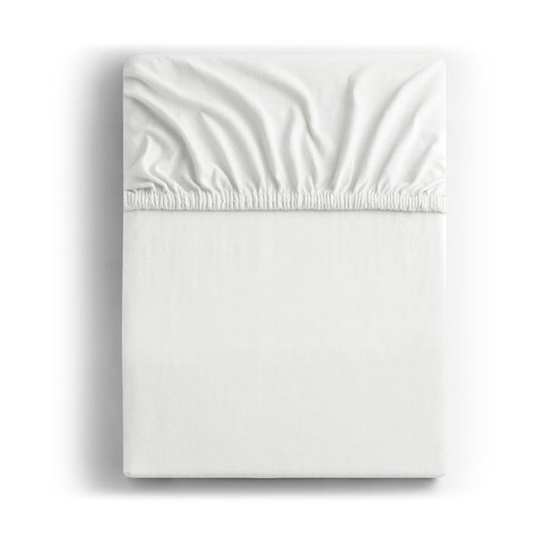 Bílé elastické džersejové prostěradlo DecoKing Amber Collection, 140/160 x 200 cm