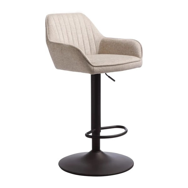Béžová čalouněná barová židle s nastavitelnou výškou/s područkami (výška sedáku 65 cm) Nolan – Unique Furniture