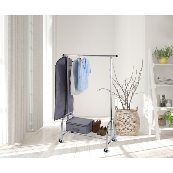 Kovový pojízdný stojan na oblečení ve stříbrné barvě Profi – Wenko-image-1