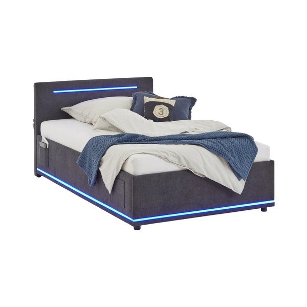 Tmavě šedá čalouněná dětská postel s úložným prostorem s roštem 120x200 cm Circle – Meise Möbel-image-4