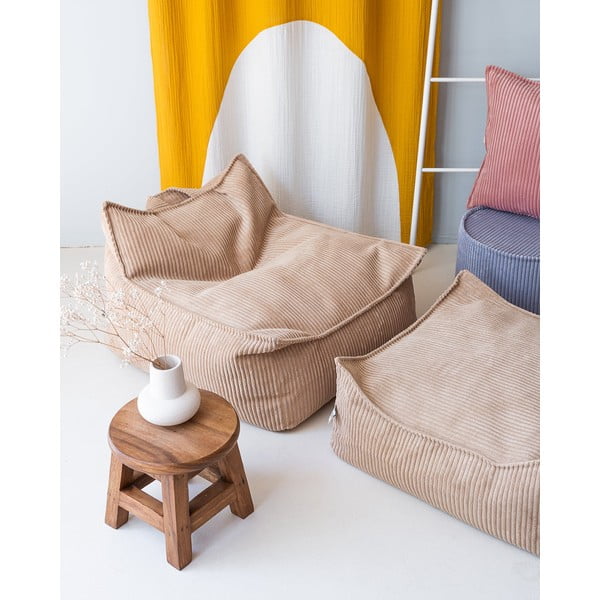 Světle hnědý manšestrový dětský sedací vak Square – Wigiwama-image-4