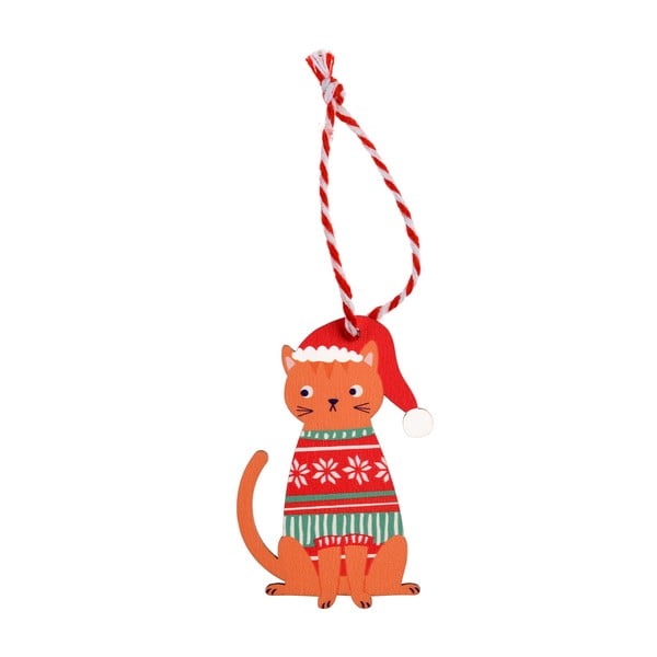 Dřevěná vánoční ozdoba 5 cm Ginger Cat – Rex London