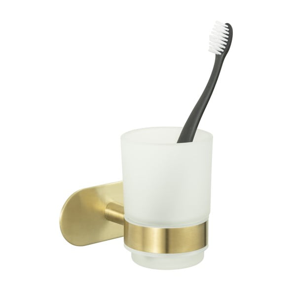 Samodržící skleněný kelímek na zubní kartáčky ve zlaté barvě Orea Gold – Wenko-image-2
