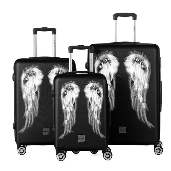 Sada 3 černých cestovních kufrů Berenice Wings