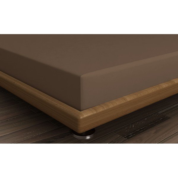 Hnědé napínací bavlněné prostěradlo 140x200 cm – Mijolnir-image-1