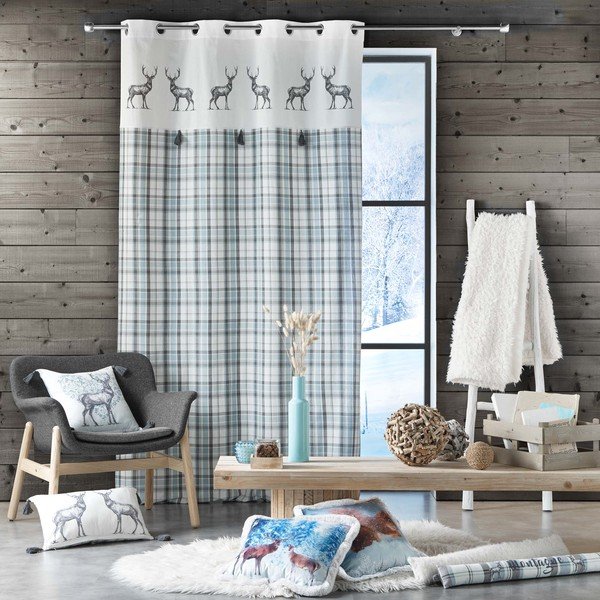 Bílo-modrý závěs 140x240 cm Megeve – douceur d'intérieur-image-2