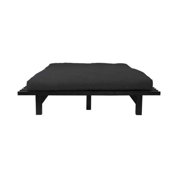 Dvoulůžková postel z borovicového dřeva s matrací Karup Design Blues Comfort Mat Black/Black, 140 x 200 cm