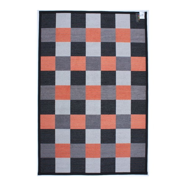 Koberec Square Black/Orange, 80x150 cm