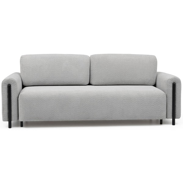 Světle šedá rozkládací/s úložným prostorem pohovka z textilie bouclé 244 cm Arcadova – ELTAP