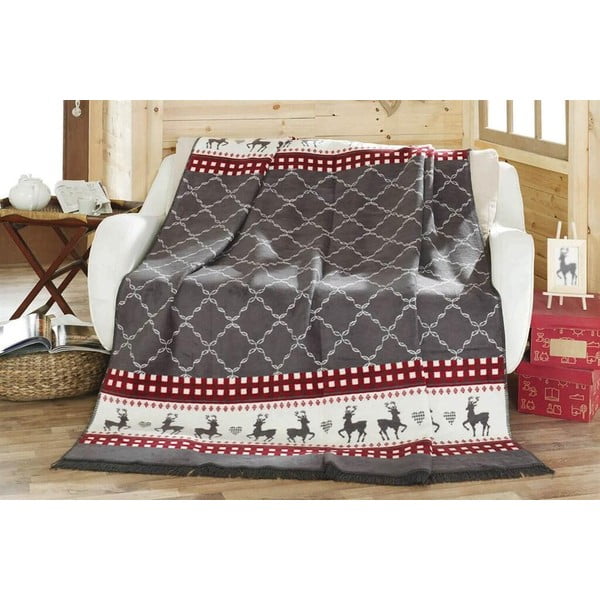 Šedá deka s vánočním motivem 180x220 cm – Mila Home