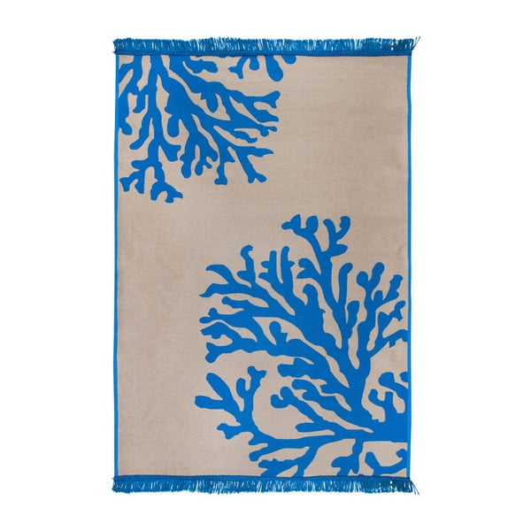 Béžovo-modrý oboustranný koberec Coral Mundo, 80 x 150 cm