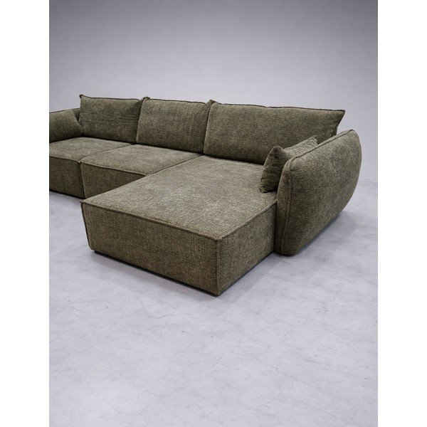 Zelená žinylková rohová pohovka (pravý roh/s lenoškou) Vanda - II. jakost – Mazzini Sofas-image-2