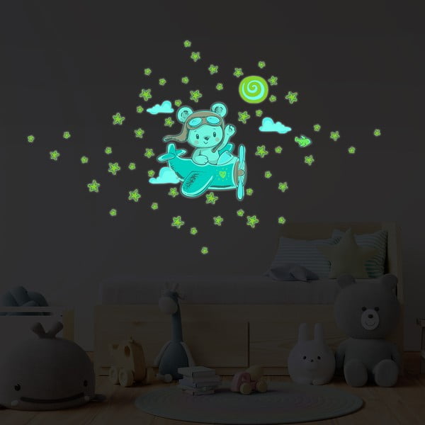 Dětská samolepka na zeď 30x25 cm Pilot Bear – Ambiance-image-2