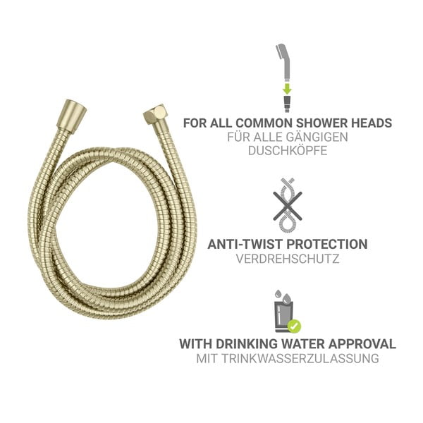 Sprchová hadice z nerezové oceli v matně zlaté barvě 150 cm Brass – Wenko-image-3