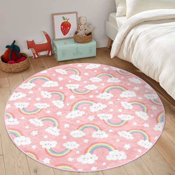 Růžový dětský koberec ø 120 cm Comfort – Mila Home-image-2