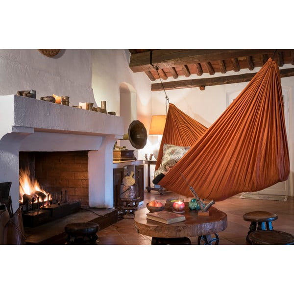 Oranžová houpací síť Descotis Bella, délka 420 cm-image-1