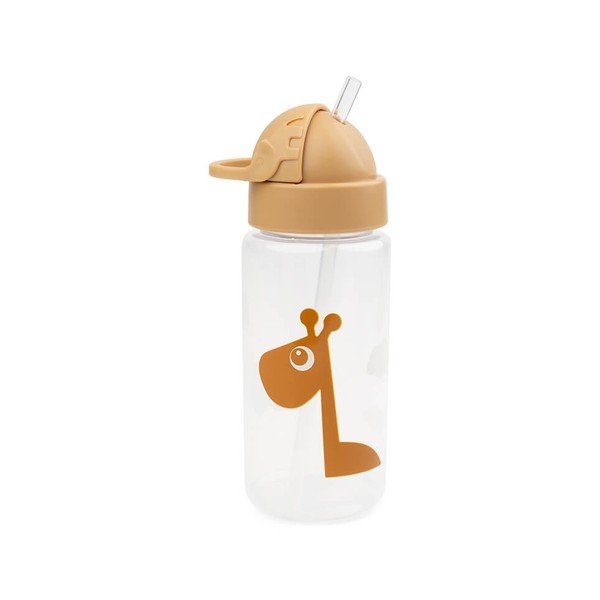 Žlutá dětská láhev s brčkem Done by Deer Raffi, 350 ml-image-1