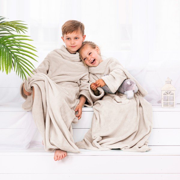 Béžová dětská televizní deka s rukávy DecoKing Lazykids-image-3