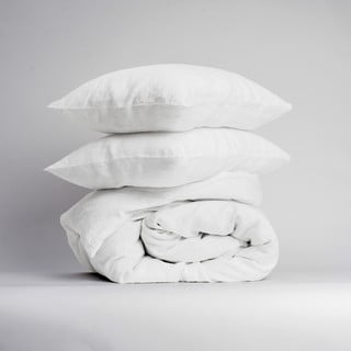 Prodloužené bílé povlečení na dvoulůžko s příměsí lnu 230x220 cm – Linen Tales