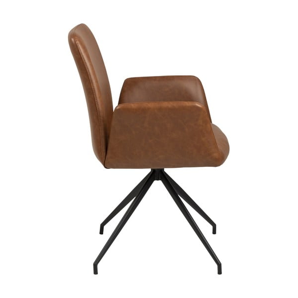 Koňakově hnědé čalouněné jídelní křeslo s područkami Naya – Actona-image-4