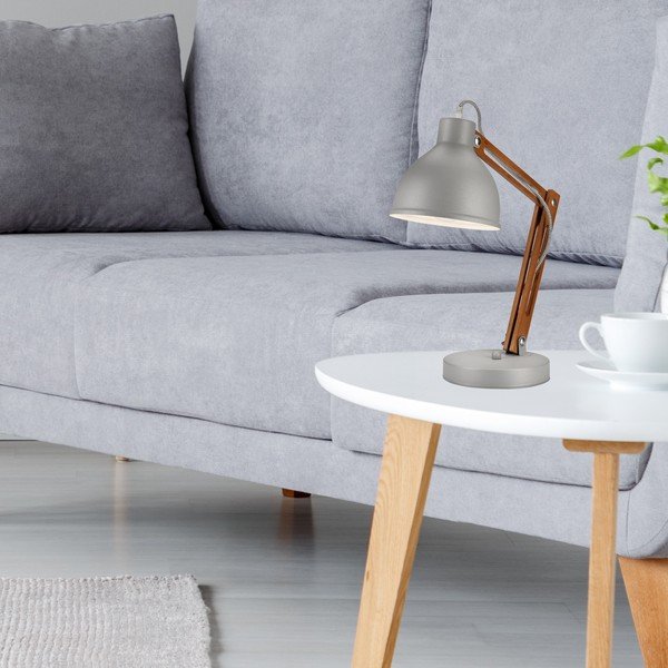 Šedo-hnědá stolní lampa s kovovým stínidlem (výška 44 cm) Marcello – LAMKUR-image-1