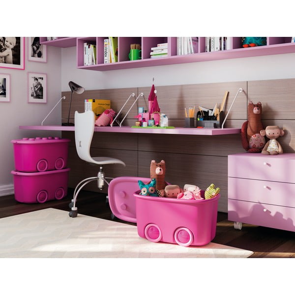 Růžový plastový dětský úložný box 58x39x32 cm Funny Box – KIS-image-1