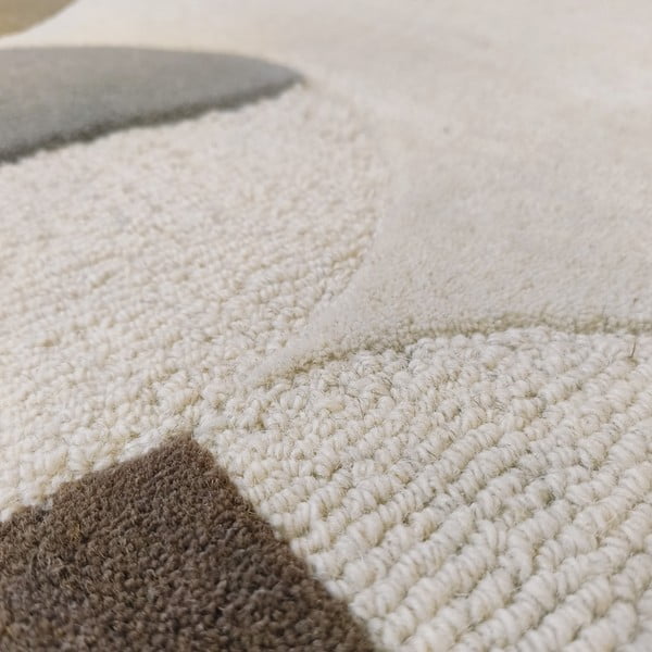 Šedobéžový ručně tkaný vlněný koberec 160x230 cm Mia Scallop Frame – Flair Rugs-image-2