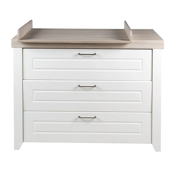 Bílá nízká dětská komoda v dekoru jilmu s přebalovacím pultem 120x98 cm Felicia – Roba-image-2