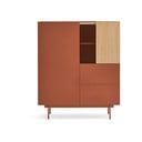 Vysoká komoda v dekoru dubu v cihlovo-přírodní barvě 100x120 cm Otto – Teulat