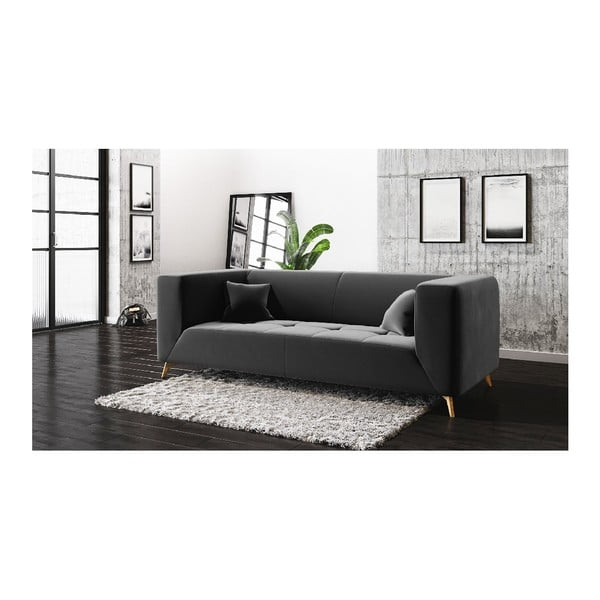 Tmavě šedá sametová pohovka MESONICA Toro, 187 cm-image-3