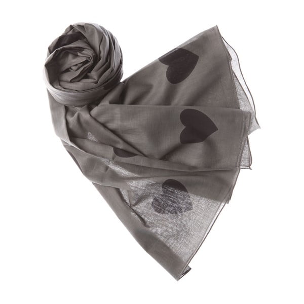 Šátek Jumbo Heart Grey, 200x100 cm