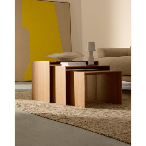 Odkládací stolky v sadě 3 ks v dekoru dubu 40x60 cm Litto – Kave Home-image-2